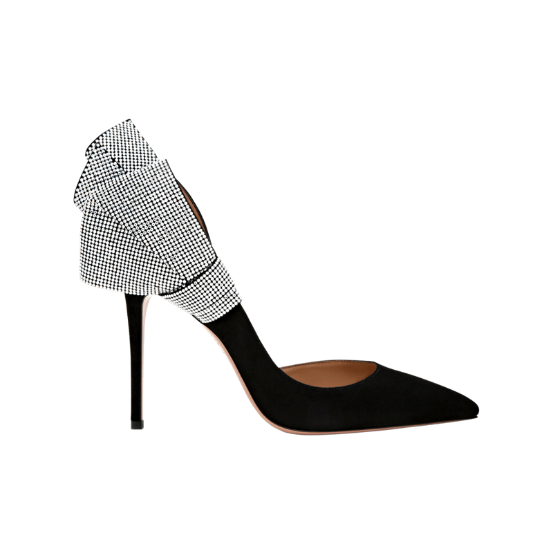 Silver Strived Black Ladies Shoe