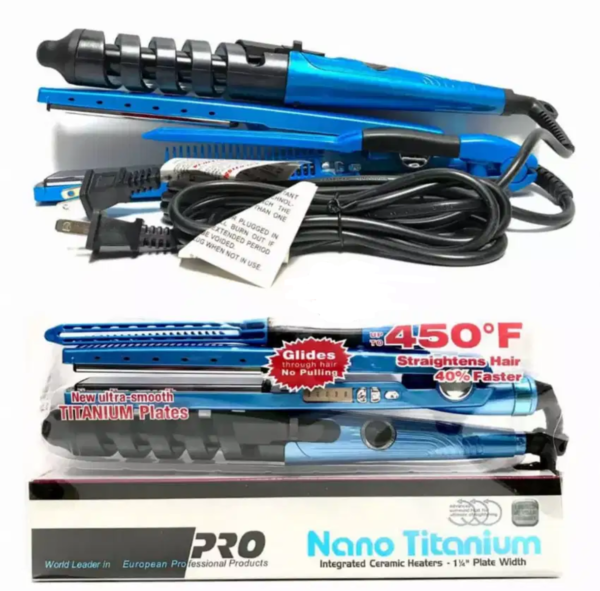 KIT PLANCHA-RIZADOR Y PEINILLA NANO TITANIUM - Imagen 3