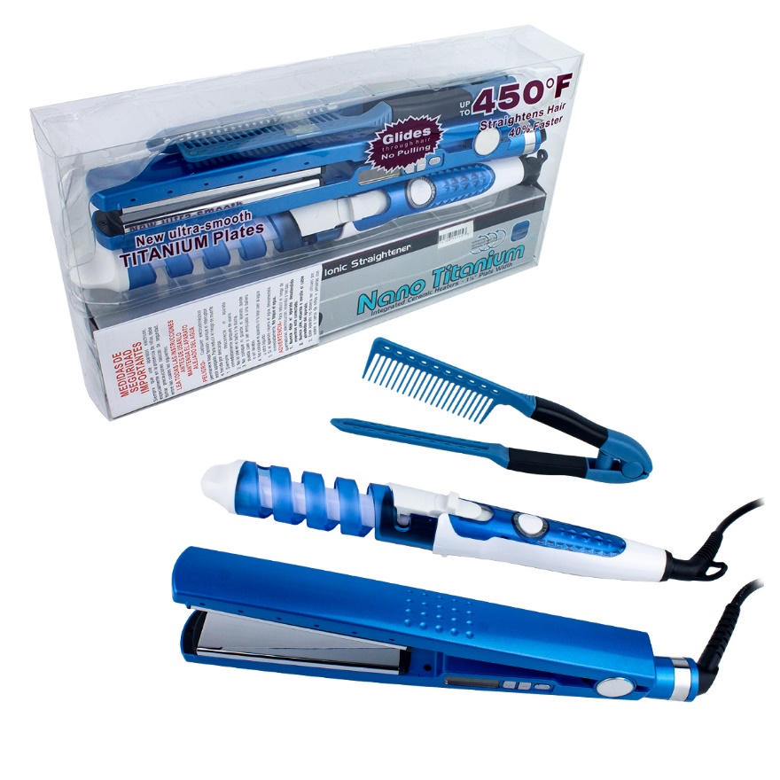 KIT PLANCHA-RIZADOR Y PEINILLA NANO TITANIUM - Imagen 2